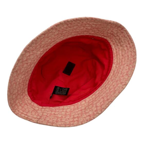 Coach Women's Pink Signature Logo Bucket Hat Leather Trim - Picture 5 of 9